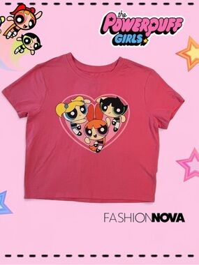 Fashion Nova Women Pink Powerpuff Girls Heart Graphic Tee